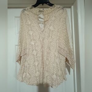 Free People Cream Lace Blouse